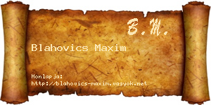 Blahovics Maxim névjegykártya